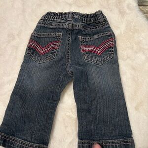 Baby girl flared Denim Jeans  embroidered pockets baby bum 12 months